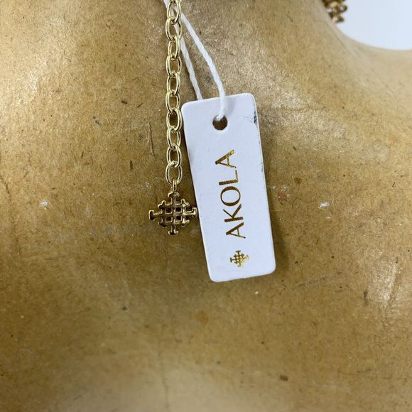 Akola Gold Tone & Bone Hexagon Bib Necklace *AS IS* - Picture 3 of 10